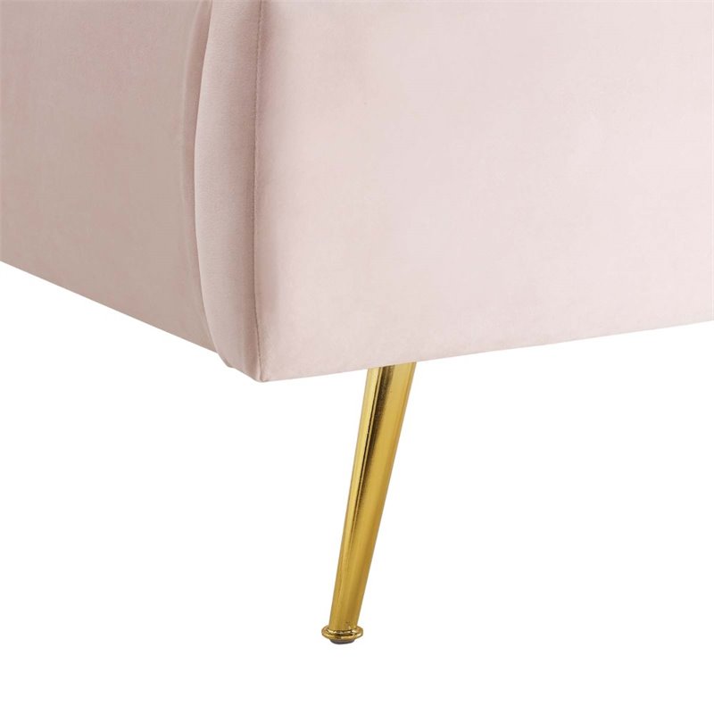 Maklaine Queen Performance Velvet Wingback Platform Bed in Pink