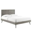 Maklaine Contemporary Wood Queen Platform Bed in Gray With Splayed Legs