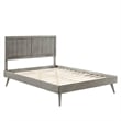 Maklaine Contemporary Wood Queen Platform Bed in Gray With Splayed Legs