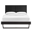 Maklaine Contemporary Full Wood Platform Bed with Angular Frame in Black