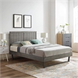 Maklaine Contemporary Full Wood Platform Bed with Angular Frame in Gray