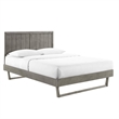Maklaine Contemporary Full Wood Platform Bed with Angular Frame in Gray