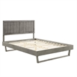 Maklaine Contemporary Full Wood Platform Bed with Angular Frame in Gray