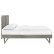 Maklaine Contemporary Full Wood Platform Bed with Angular Frame in Gray