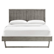 Maklaine Contemporary Full Wood Platform Bed with Angular Frame in Gray