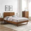 Maklaine Twin Wood Platform Bed with Angular Frame in Walnut
