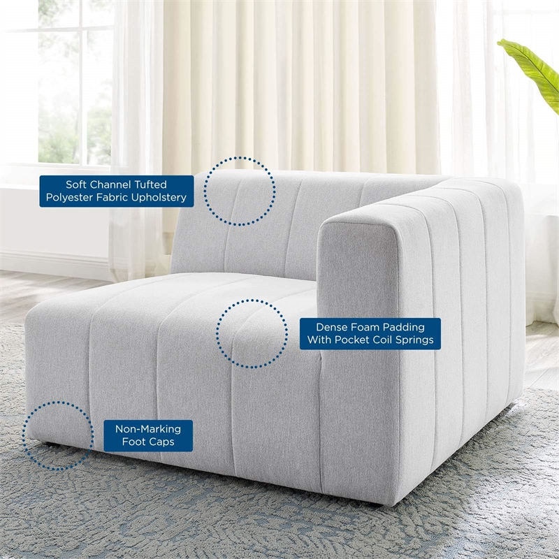 Maklaine Polyester Fabric Upholstered Right Arm Chair in Ivory