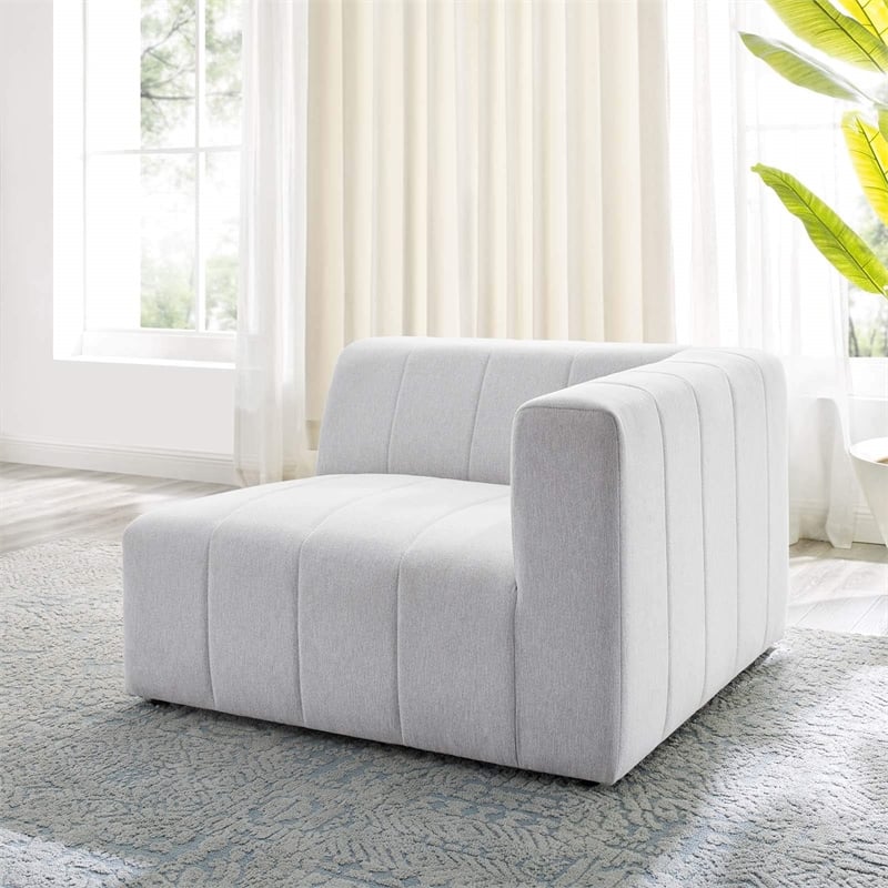 Maklaine Polyester Fabric Upholstered Right Arm Chair in Ivory