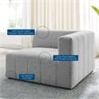 Maklaine Polyester Fabric Upholstered Right Arm Chair in Light Gray