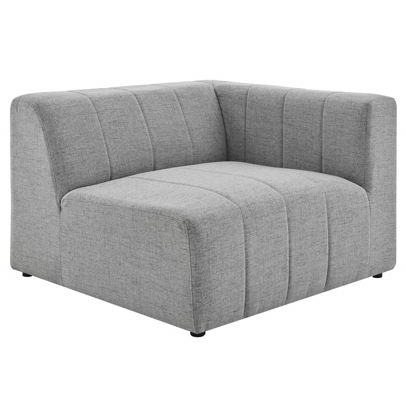 Maklaine Polyester Fabric Upholstered Right Arm Chair in Light Gray