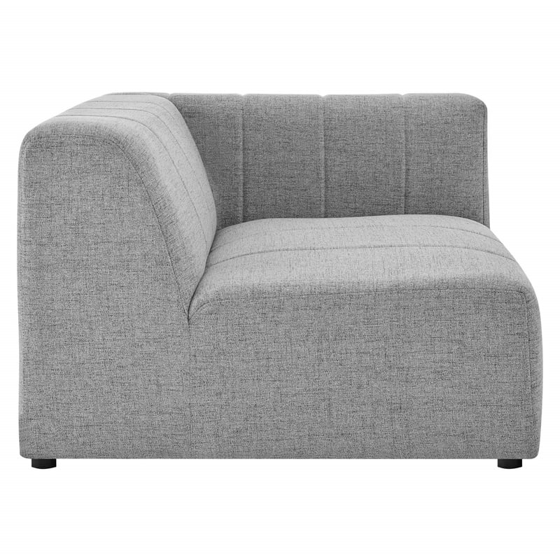 Maklaine Polyester Fabric Upholstered Right Arm Chair in Light Gray