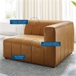 Maklaine Tufting Faux Leather Upholstered Right Arm Chair in Tan