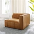 Maklaine Tufting Faux Leather Upholstered Right Arm Chair in Tan