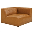 Maklaine Tufting Faux Leather Upholstered Right Arm Chair in Tan