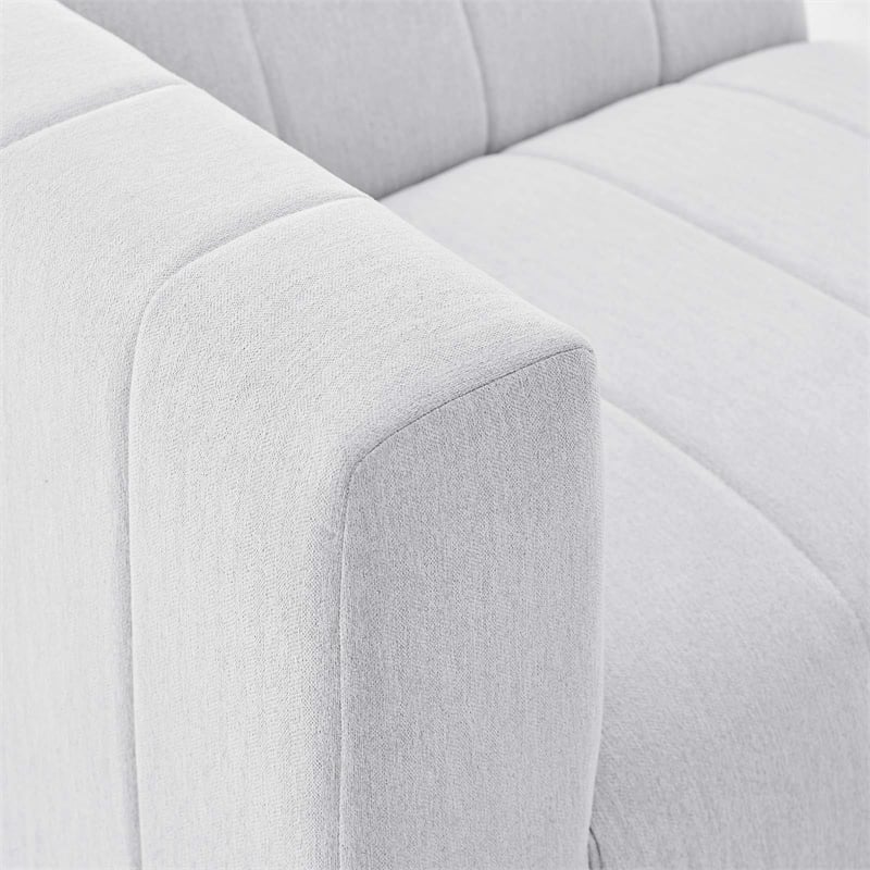 Maklaine Polyester Fabric Upholstered Left Arm Chair in Ivory