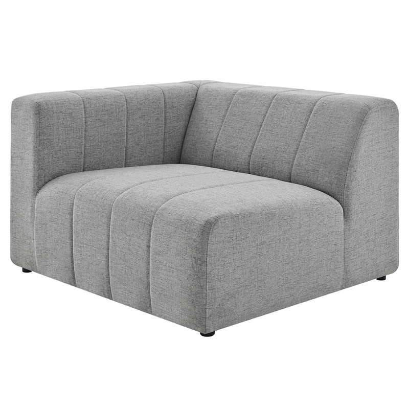 Maklaine Polyester Fabric Upholstered Left Arm Chair in Light Gray