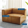 Maklaine Tufting Faux Leather Upholstered Left Arm Chair in Tan