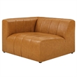 Maklaine Tufting Faux Leather Upholstered Left Arm Chair in Tan