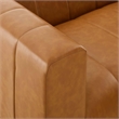 Maklaine Tufting Faux Leather Upholstered Left Arm Chair in Tan