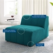 Maklaine Polyester Fabric Upholstered Armless Chair in Teal Blue