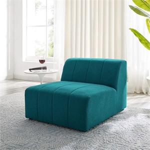Maklaine Polyester Fabric Upholstered Armless Chair in Teal Blue