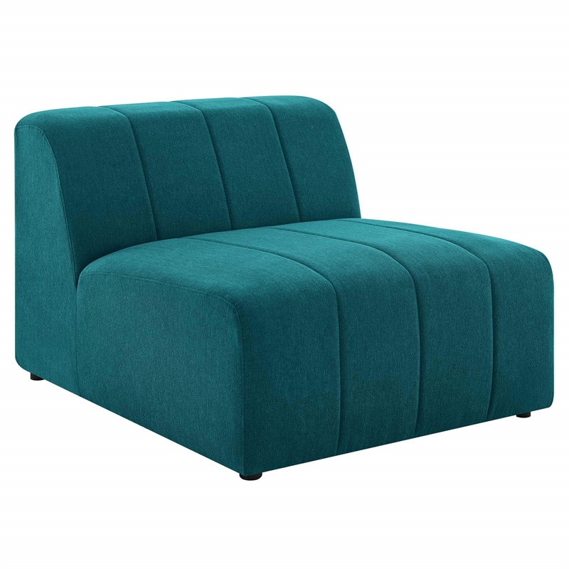 Maklaine Polyester Fabric Upholstered Armless Chair in Teal Blue