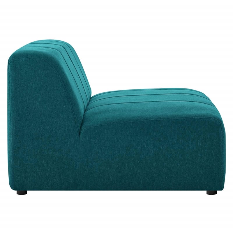 Maklaine Polyester Fabric Upholstered Armless Chair in Teal Blue