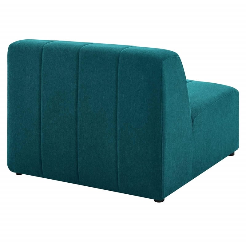 Maklaine Polyester Fabric Upholstered Armless Chair in Teal Blue
