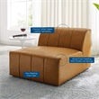 Maklaine Tufting Faux Leather Upholstered Armless Chair in Tan
