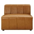 Maklaine Tufting Faux Leather Upholstered Armless Chair in Tan