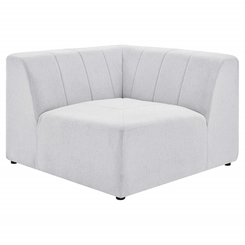 Maklaine Contemporary Polyester Fabric Upholstered Corner Chair in Ivory