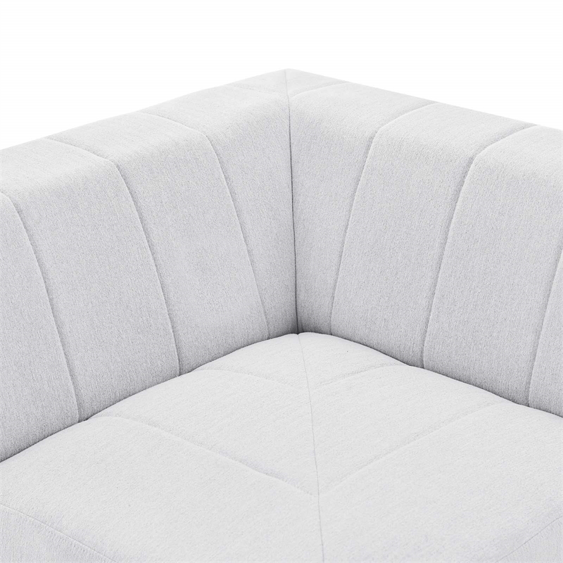 Maklaine Contemporary Polyester Fabric Upholstered Corner Chair in Ivory