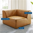 Maklaine Tufting Faux Leather Upholstered Corner Chair in Tan