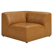 Maklaine Tufting Faux Leather Upholstered Corner Chair in Tan
