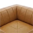 Maklaine Tufting Faux Leather Upholstered Corner Chair in Tan