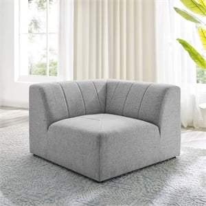 Maklaine Upholstered Fabric Sectional Sofa Corner Chair in Light Gray