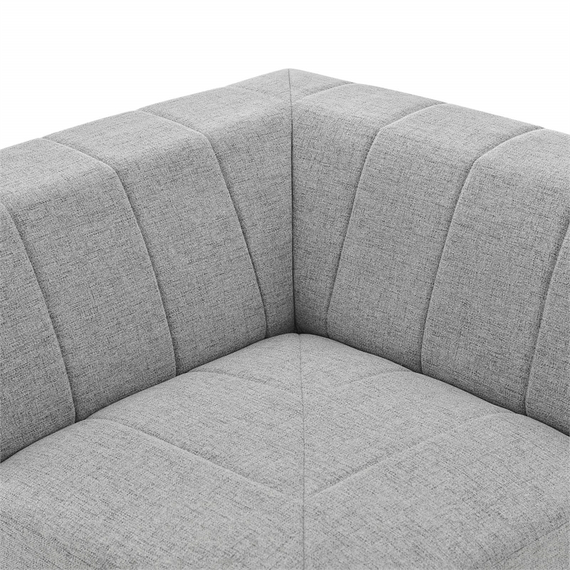 Maklaine Upholstered Fabric Sectional Sofa Corner Chair in Light Gray