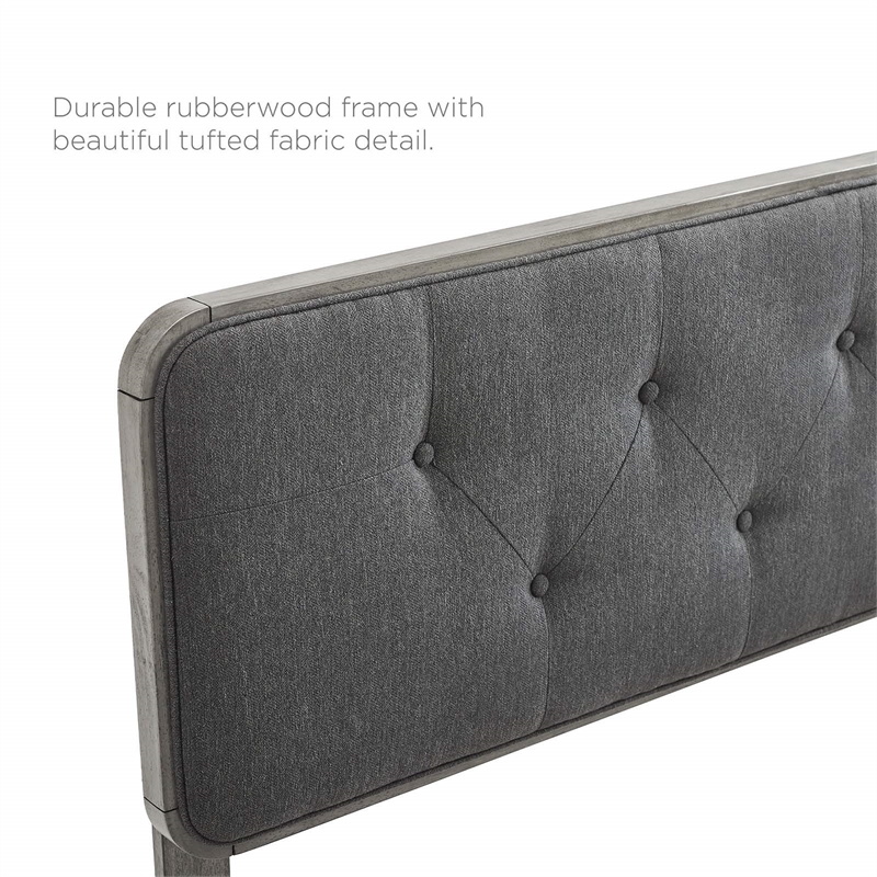 Maklaine King Wood Platform Bed with Angular Frame in Gray/Charcoal