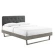 Maklaine King Wood Platform Bed with Angular Frame in Gray/Charcoal
