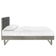 Maklaine King Wood Platform Bed with Angular Frame in Gray/Charcoal