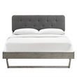 Maklaine King Wood Platform Bed with Angular Frame in Gray/Charcoal