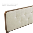 Maklaine Queen Wood Platform Bed with Angular Frame in Walnut/Beige
