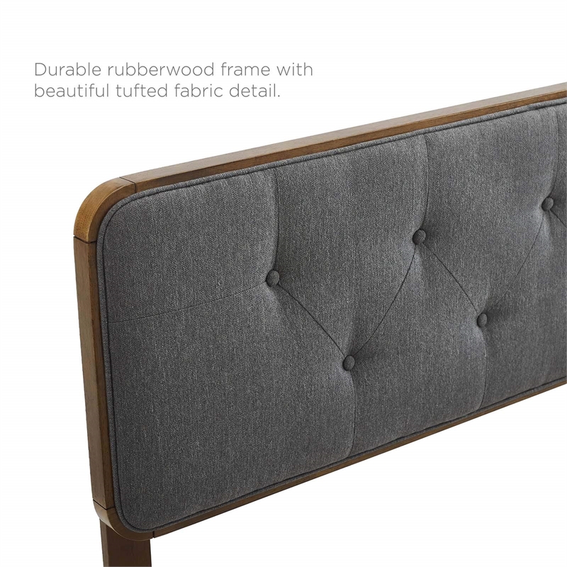 Maklaine King Wood Platform Bed with Splayed Legs in Walnut/Charcoal