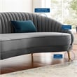 Maklaine Contemporary Channel Tufted Performance Velvet Sofa in Gray