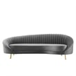 Maklaine Contemporary Channel Tufted Performance Velvet Sofa in Gray