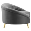 Maklaine Contemporary Channel Tufted Performance Velvet Sofa in Gray