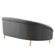 Maklaine Contemporary Channel Tufted Performance Velvet Sofa in Gray
