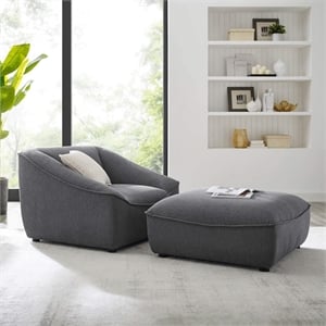 Maklaine Contemporary 2-Piece Fabric Living Room Set in Charcoal