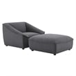 Maklaine Contemporary 2-Piece Fabric Living Room Set in Charcoal