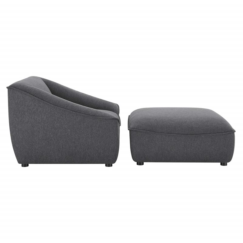 Maklaine Contemporary 2-Piece Fabric Living Room Set in Charcoal